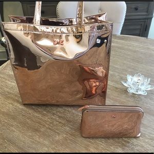 Shiny super cool tote bag and make up small bag.